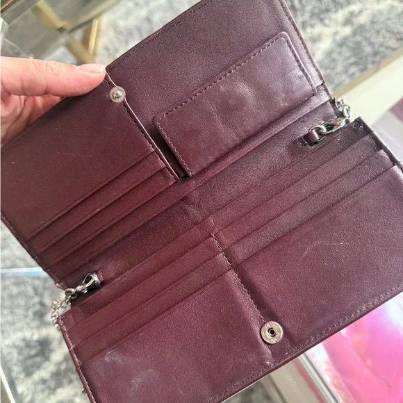 Allsaints Burgundy Wallet with Chain Strap - Picture 4 of 7